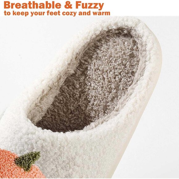 Cozy Halloween Pumpkin Slippers for Women & Men - Plush Memory Foam Comfort - Picture 5 of 7